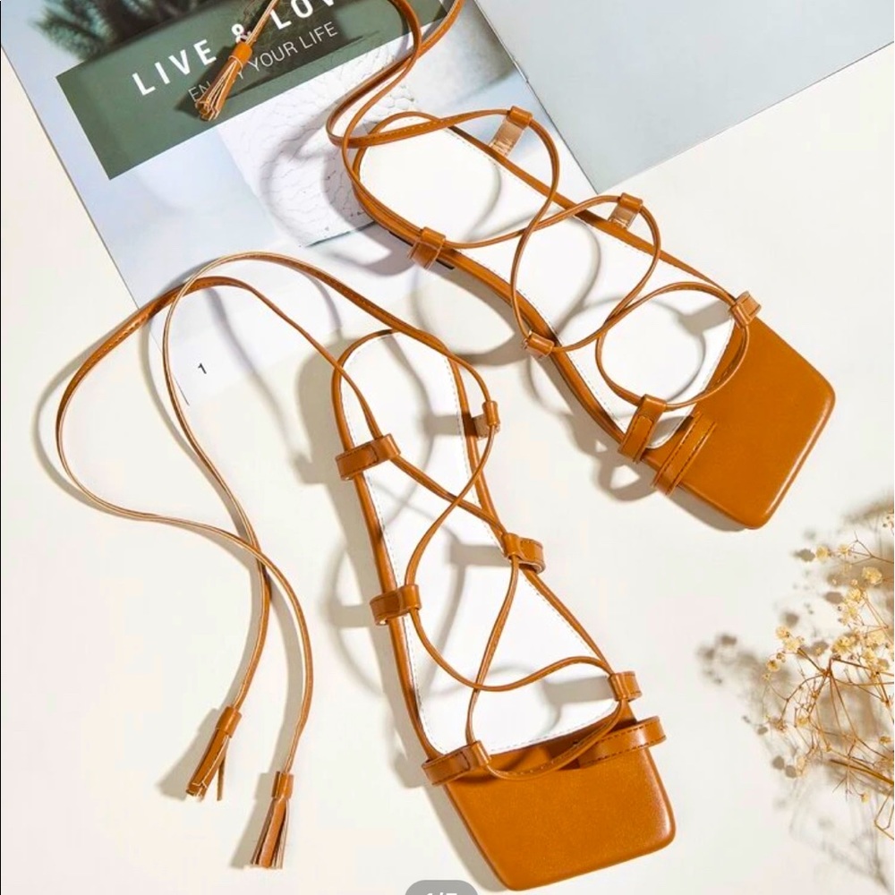 Toe Loop Tie Leg Sandals (SHEIN)